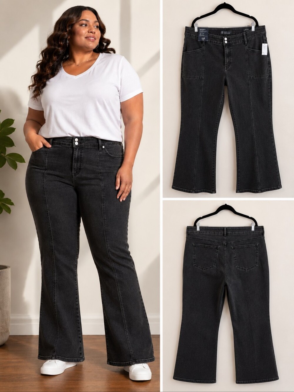 Gap Plus-Size 20 Baby Boot Cut Jeans in Washed Black - High Rise